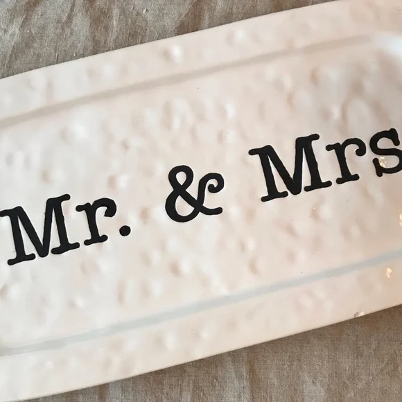 Mud Pie Mr. & Mrs. Wedding Hostess Tray Set - Picture 4 of 8